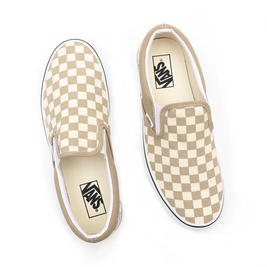 Vans Checkerboard Klasik Slip-On Ayakkabi Bej Rengi | VN200E5GZ82