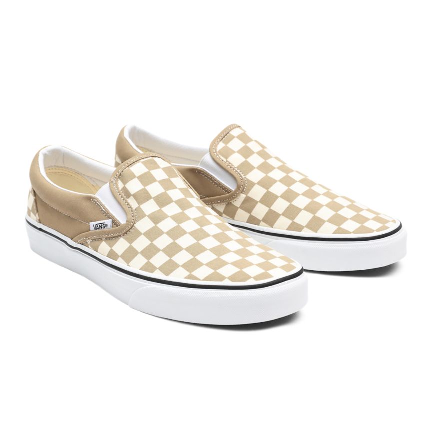Vans Checkerboard Klasik Slip-On Ayakkabi Bej Rengi | VN200E5GZ82