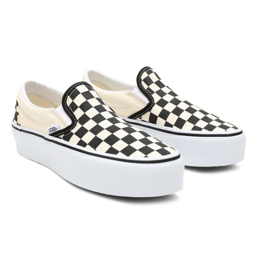 Vans Checkerboard Klasik Slip-On Platform Ayakkabi Siyah | VN004X1TZ65