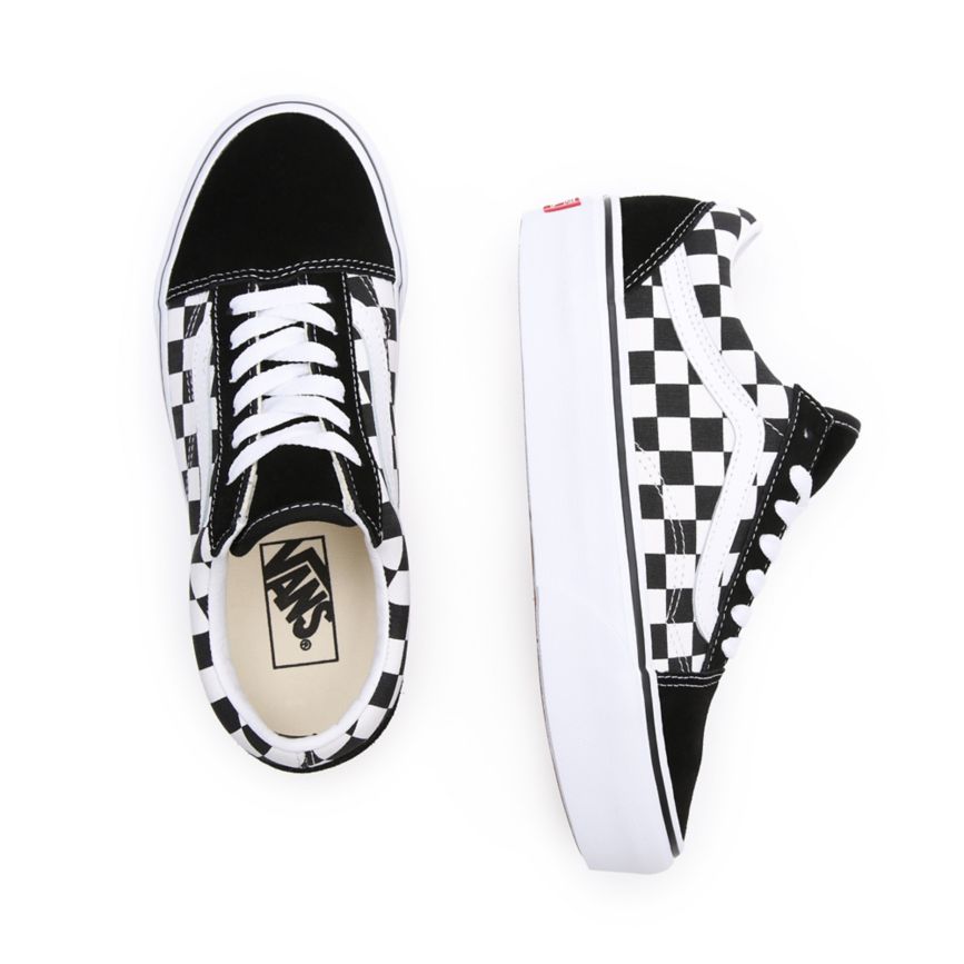 Vans Checkerboard Old Skool Platform Ayakkabi Siyah | VN639N7AA96