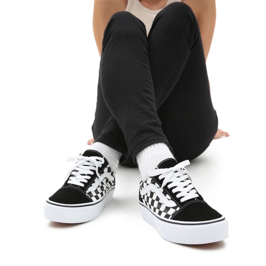 Vans Checkerboard Old Skool Platform Ayakkabi Siyah | VN639N7AA96