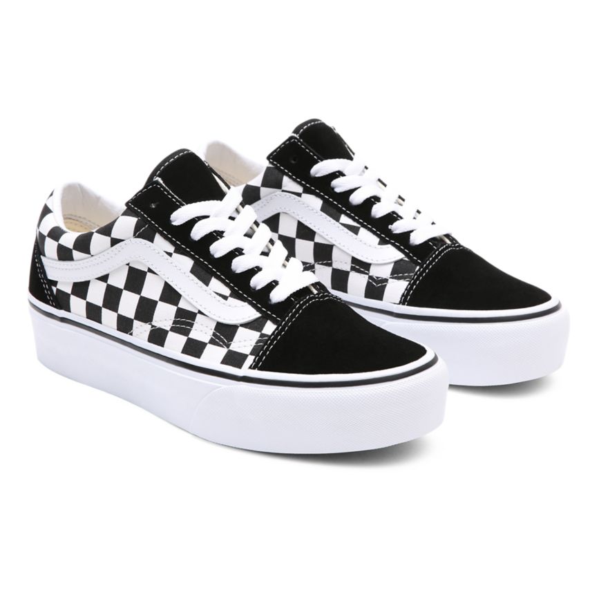 Vans Checkerboard Old Skool Platform Ayakkabi Siyah | VN639N7AA96