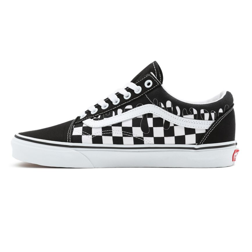 Vans Paint Drip Checkerboard Old Skool Ayakkabi Siyah | VN128M7MH14