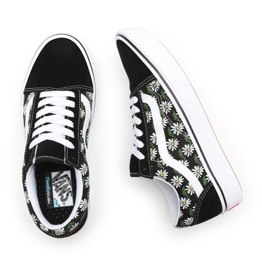 Vans Scribble Flower ComfyCush Old Skool Ayakkabi Siyah | VN441O8KZ66