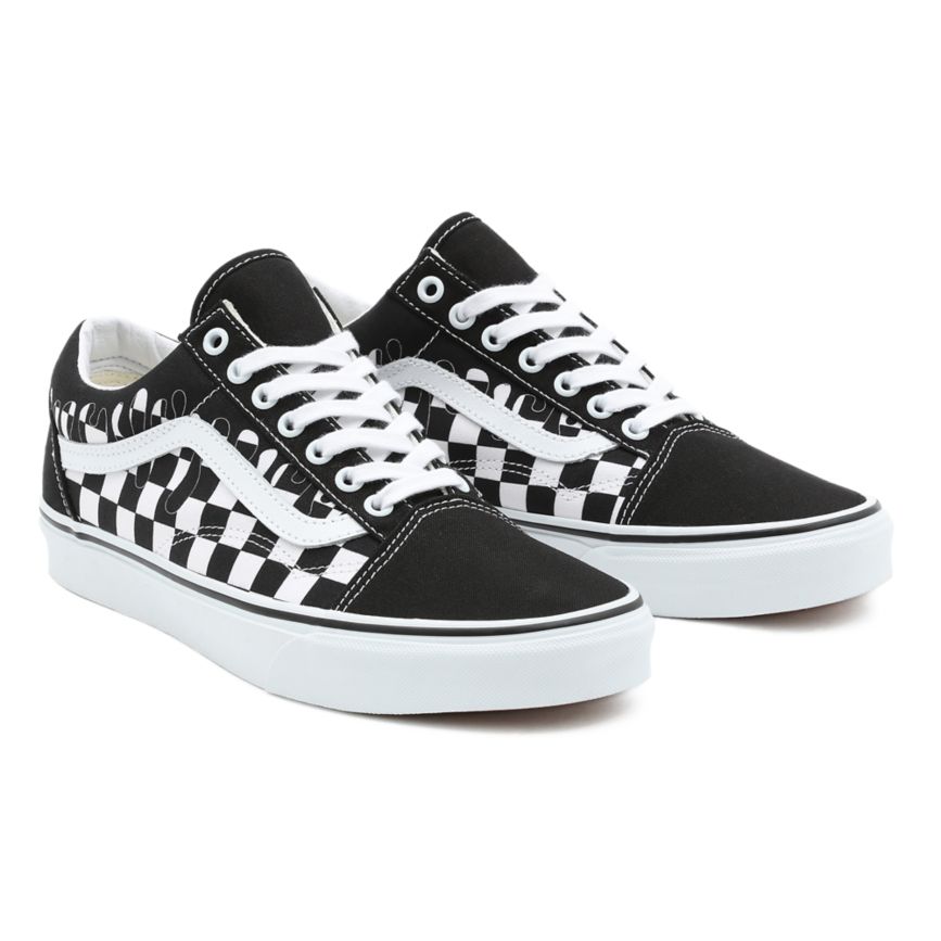 Vans Paint Drip Checkerboard Old Skool Ayakkabi Siyah | VN128M7MH14